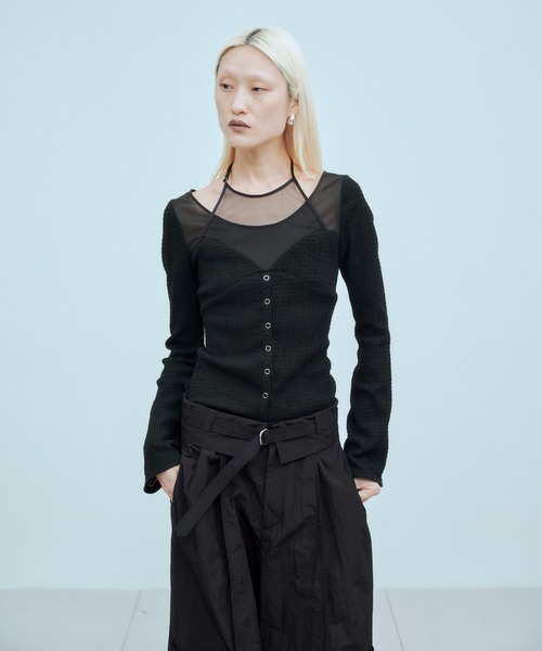 THINGS THAT MATTER（シングス ザット マター）の「CHAOS BUSTIER TOPS / カオス ビスチェ トップス（シャツ/ブラウス・レディース・ブラック/ボルドー/ブラック×ホワイト・FREE）」の13枚目の写真