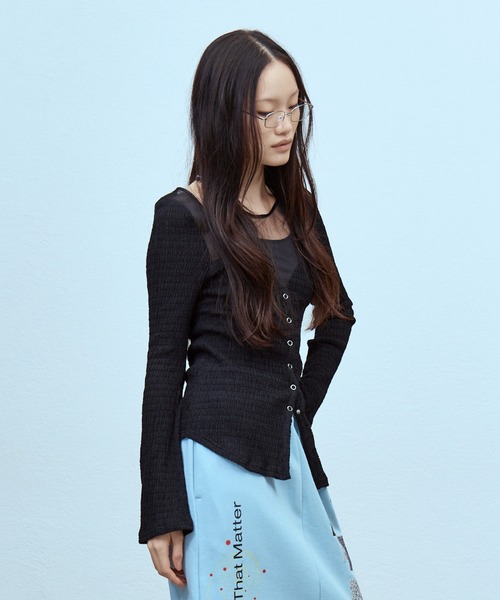 THINGS THAT MATTER(シングス ザット マター)の「CHAOS BUSTIER TOPS / カオス ビスチェ トップス(シャツ/ブラウス・レディース・ブラック/ボルドー/ブラック×ホワイト/ブラック×ベージュ/モスグリーン・FREE)」の20枚目の写真