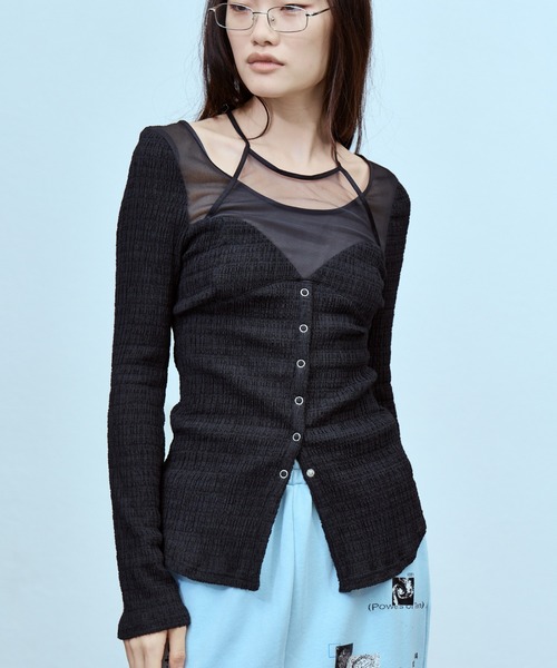THINGS THAT MATTER(シングス ザット マター)の「CHAOS BUSTIER TOPS / カオス ビスチェ トップス(シャツ/ブラウス・レディース・ブラック/ボルドー/ブラック×ホワイト/ブラック×ベージュ/モスグリーン・FREE)」の18枚目の写真