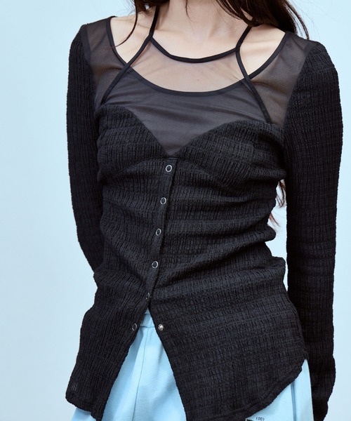 THINGS THAT MATTER(シングス ザット マター)の「CHAOS BUSTIER TOPS / カオス ビスチェ トップス(シャツ/ブラウス・レディース・ブラック/ボルドー/ブラック×ホワイト/ブラック×ベージュ/モスグリーン・FREE)」の21枚目の写真