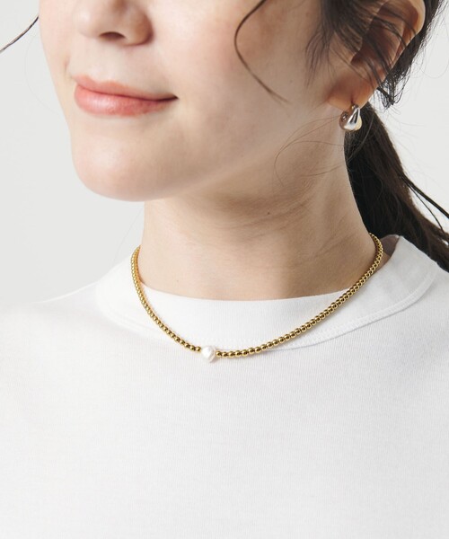 Causerie(コズリ)の「<Causerie>淡水パールトップ ストーン ネックレス(ネックレス・レディース・ダークブラウン・FREE)」の1枚目の写真