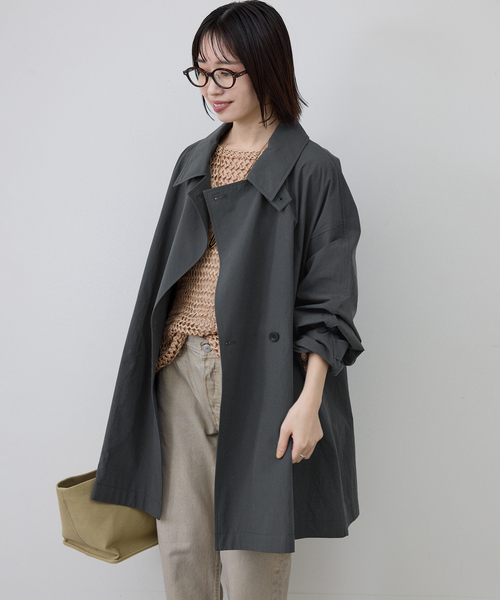 SLOBE IENA(スローブイエナ)の「《追加》コットンニュアンストレンチコート(トレンチコート・レディース・チャコールグレー/ベージュ・36/38)」の1枚目の写真