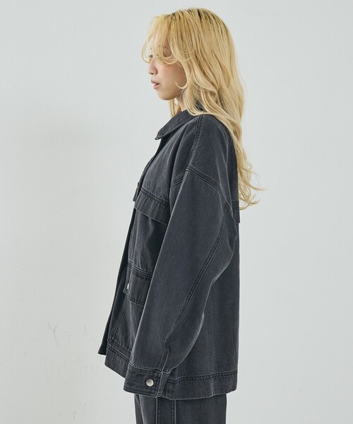 NOMINE（ノミネ）の「【セットアップ対応】オーバーサイズ デニム ジャケット / カバーオール（デニムジャケット・レディース・ブルー/チャコールグレー・フリー）」の20枚目の写真