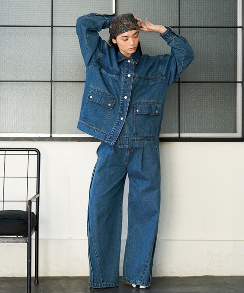 セール】【セットアップ対応】オーバーサイズ デニム ジャケット