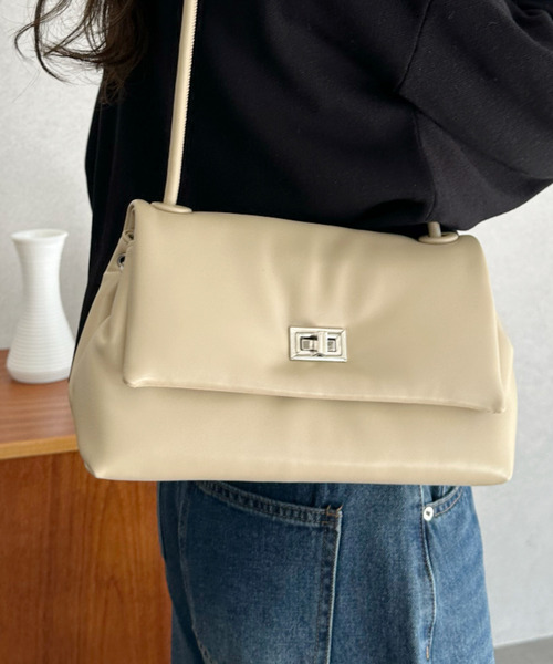 Eclat one(エクラワン)の「【Eclat one】ワンハンドル スクエア ミニ ショルダーバッグ(ショルダーバッグ・レディース・ブラック/アイボリー/ブラウン・FREE)」の2枚目の写真