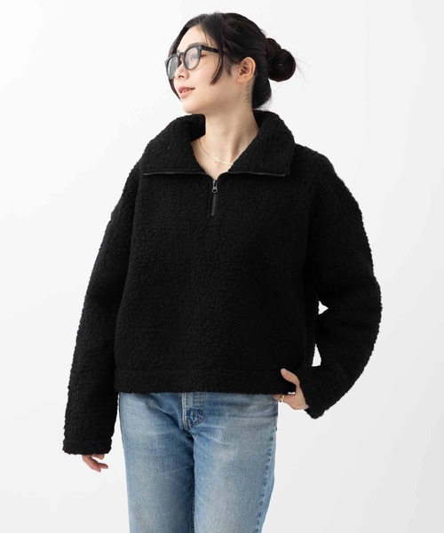 ABBEY MARKET(アビーマーケット)の「COLD BREAKER HALF-ZIP PULLOVER SIMPLY コールドブレイカー ハーフジッププルオーバー(ニット/セーター・レディース・ブラック・LARGE)」の1枚目の写真