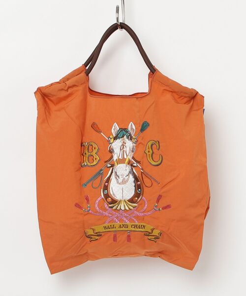 Ball&Chain（ボールアンドチェーン）の「Ball&Chain(ボールアンドチェーン) HORSESHOE/Mサイズ（エコバッグ/サブバッグ・レディース・グレー/オレンジ・F）」の2枚目の写真