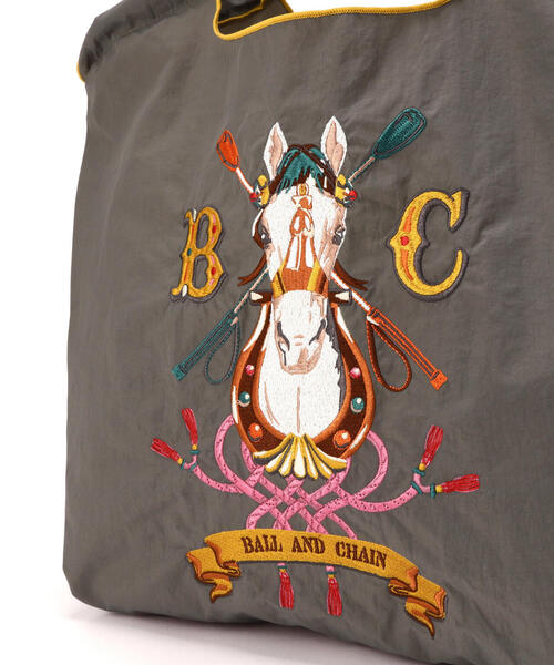 Ball&Chain（ボールアンドチェーン）の「Ball&Chain(ボールアンドチェーン) HORSESHOE/Mサイズ（エコバッグ/サブバッグ・レディース・グレー/オレンジ・F）」の6枚目の写真