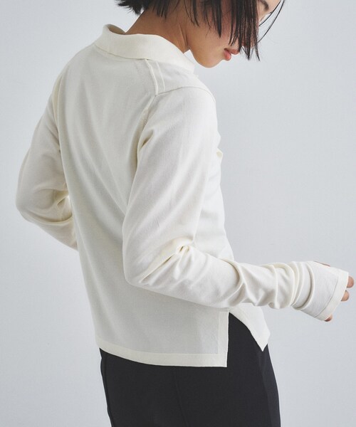CODE A(コードエー)の「frill knit(ニット/セーター・レディース・ライトグリーン/オフホワイト/グレー・00)」の10枚目の写真