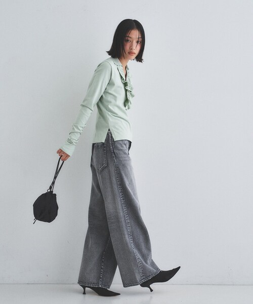 CODE A(コードエー)の「frill knit(ニット/セーター・レディース・ライトグリーン/オフホワイト/グレー・00)」の16枚目の写真