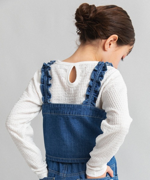EDWIN（エドウィン）の「【Ou? by EDWIN】デニムビスチェ（ベスト・キッズ・ピンク/ブルー・150/140/130/120/110/100/90）」の19枚目の写真