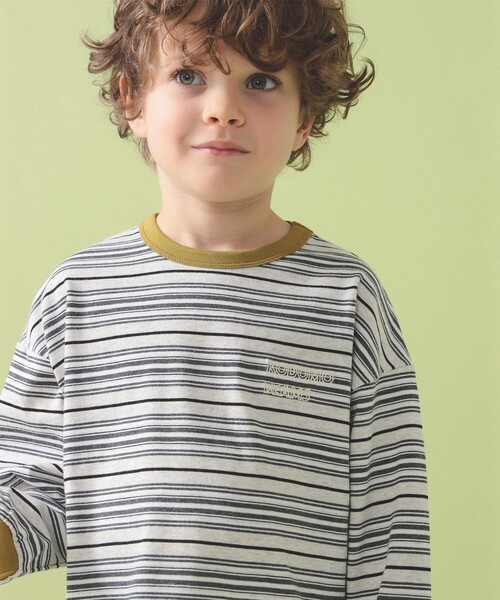 こども ビームス（コドモビームス）の「マルチボーダー ロングスリーブ Tシャツ 2026SS（100～140cm）（Tシャツ/カットソー・キッズ・ライトグレー/ブラウン・90/140/130/110/120/100）」の19枚目の写真