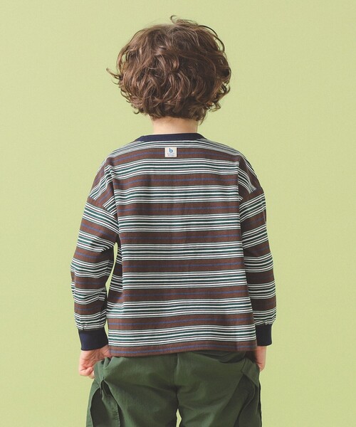 こども ビームス（コドモビームス）の「マルチボーダー ロングスリーブ Tシャツ 2026SS（100～140cm）（Tシャツ/カットソー・キッズ・ライトグレー/ブラウン・90/140/130/110/120/100）」の16枚目の写真