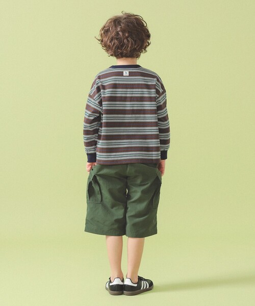 こども ビームス（コドモビームス）の「マルチボーダー ロングスリーブ Tシャツ 2026SS（100～140cm）（Tシャツ/カットソー・キッズ・ライトグレー/ブラウン・90/140/130/110/120/100）」の15枚目の写真