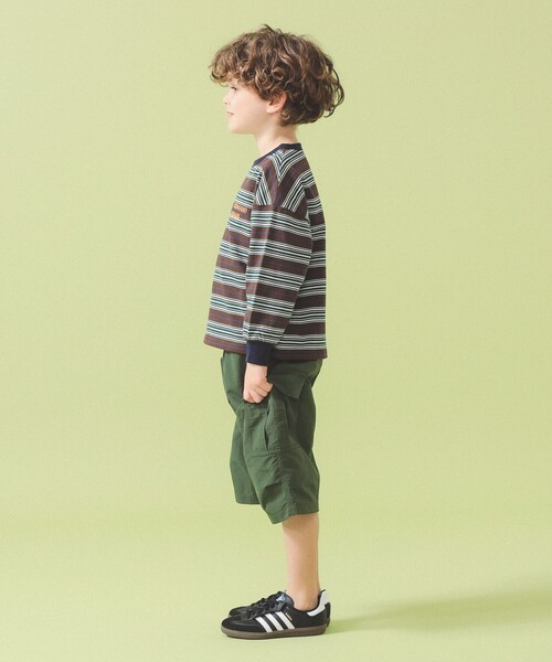 こども ビームス（コドモビームス）の「マルチボーダー ロングスリーブ Tシャツ 2026SS（100～140cm）（Tシャツ/カットソー・キッズ・ライトグレー/ブラウン・90/140/130/110/120/100）」の14枚目の写真