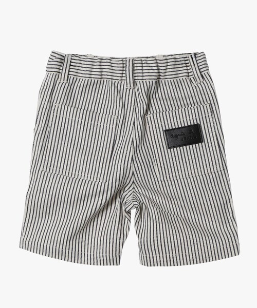 agnes b.（アニエスベー）の「ベビー ストライプ コットン ハーフ パンツ "Poches"（その他パンツ・キッズ・ネイビー・18M/2YEAR/1YEAR）」の2枚目の写真