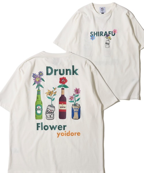 ADPOSION(アドポーション)の「【YOIDORE】酔っ払いフラワーTシャツ / 刺繍MIX グラフィックプリント クルーネックTシャツ(Tシャツ/カットソー・メンズ・ブラック/ライトグリーン/ホワイト・X-LARGE/LARGE/MEDIUM)」の1枚目の写真