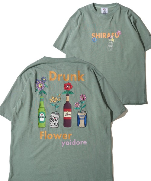 ADPOSION(アドポーション)の「【YOIDORE】酔っ払いフラワーTシャツ / 刺繍MIX グラフィックプリント クルーネックTシャツ(Tシャツ/カットソー・メンズ・ブラック/ライトグリーン/ホワイト・X-LARGE/LARGE/MEDIUM)」の3枚目の写真