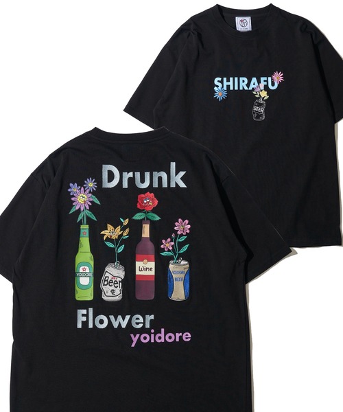 ADPOSION(アドポーション)の「【YOIDORE】酔っ払いフラワーTシャツ / 刺繍MIX グラフィックプリント クルーネックTシャツ(Tシャツ/カットソー・メンズ・ブラック/ライトグリーン/ホワイト・X-LARGE/LARGE/MEDIUM)」の2枚目の写真