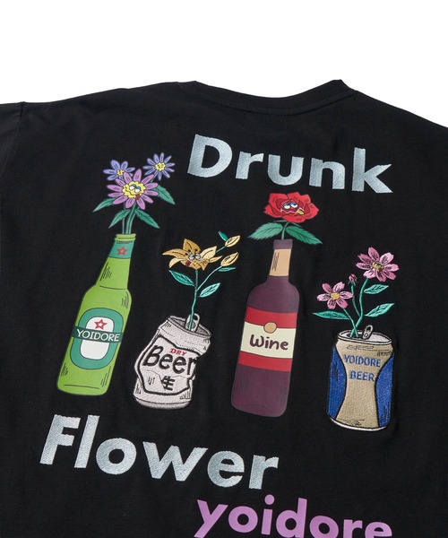 ADPOSION(アドポーション)の「【YOIDORE】酔っ払いフラワーTシャツ / 刺繍MIX グラフィックプリント クルーネックTシャツ(Tシャツ/カットソー・メンズ・ブラック/ライトグリーン/ホワイト・X-LARGE/LARGE/MEDIUM)」の8枚目の写真