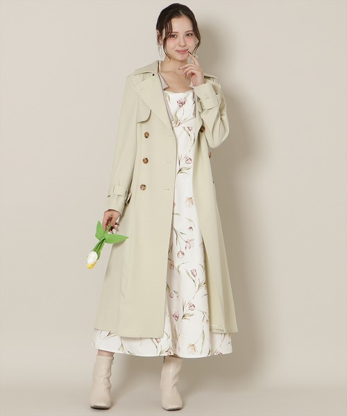 WILLSELECTION（ウィルセレクション）の「【Tulip Series】オリジナルフレアトレンチコート（トレンチコート・レディース・ピンク/ライトベージュ/ベージュ/ミント・MEDIUM/SMALL）」の3枚目の写真