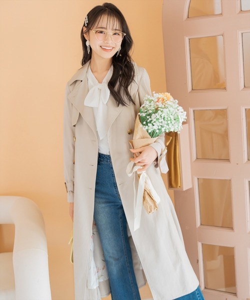 WILLSELECTION（ウィルセレクション）の「【Tulip Series】オリジナルフレアトレンチコート（トレンチコート・レディース・ピンク/ライトベージュ/ベージュ/ミント・MEDIUM/SMALL）」の6枚目の写真