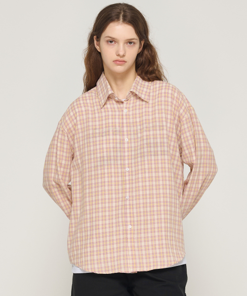 CARGOBROS FOR WOMAN(カーゴブロスフォーウィメン)の「ソフトチェックオーバーシャツ(ピンク)(シャツ/ブラウス・レディース・その他・FREE)」の1枚目の写真