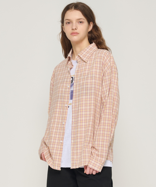CARGOBROS FOR WOMAN(カーゴブロスフォーウィメン)の「ソフトチェックオーバーシャツ(ピンク)(シャツ/ブラウス・レディース・その他・FREE)」の3枚目の写真
