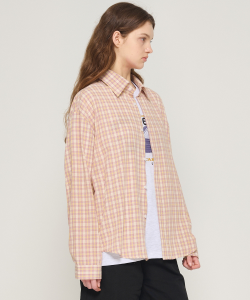 CARGOBROS FOR WOMAN(カーゴブロスフォーウィメン)の「ソフトチェックオーバーシャツ(ピンク)(シャツ/ブラウス・レディース・その他・FREE)」の4枚目の写真