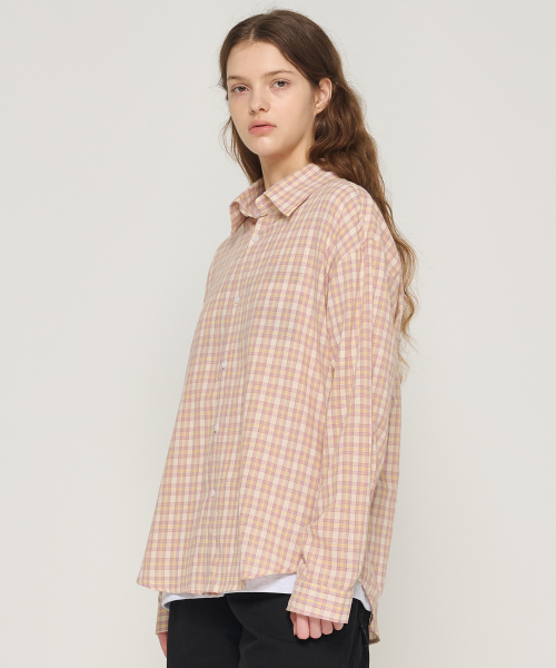 CARGOBROS FOR WOMAN(カーゴブロスフォーウィメン)の「ソフトチェックオーバーシャツ(ピンク)(シャツ/ブラウス・レディース・その他・FREE)」の5枚目の写真