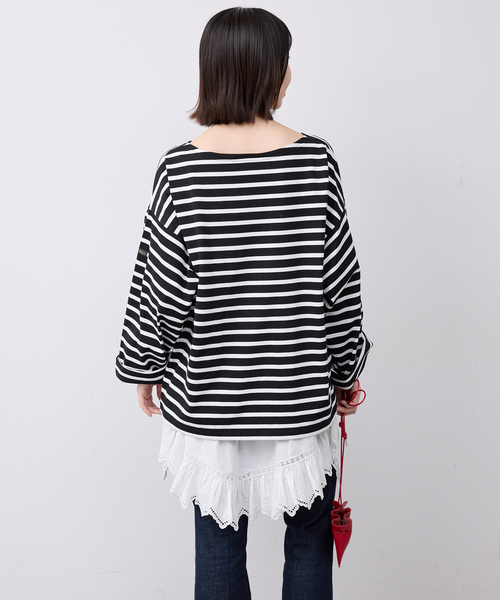 Le Minor（ルミノア）の「LE MINOR/ルミノア SLOBE別注 ビッグボーダロンTEE 【洗濯機使用可能】（Tシャツ/カットソー・レディース・ブラック/ネイビー/ピンク・FREE）」の11枚目の写真