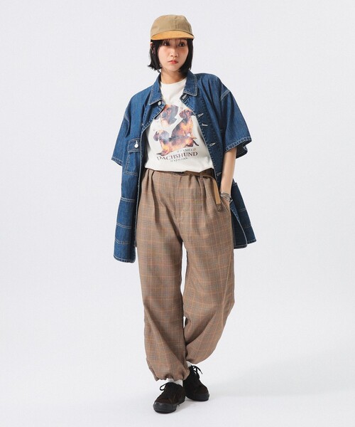 Gramicci（グラミチ）の「【別注】Gramicci / チェック イージーパンツ（スラックス・レディース・ネイビー/ベージュ・ONE SIZE）」の4枚目の写真