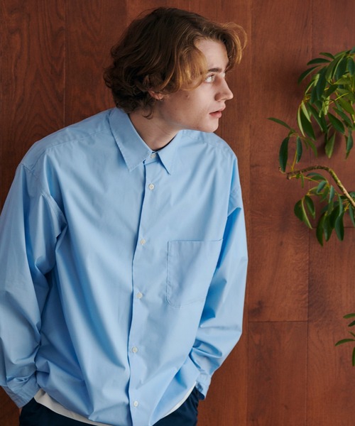 MAISON CLUB（メゾンクラブ）の「【MAISON CLUB】Broad Drawcord Box Shirt / ブロードドローコードボックスシャツ（シャツ/ブラウス・メンズ・サックスブルー/ホワイト/ブラック系1/ネイビー/サックスブルー系1・L/M）」の5枚目の写真