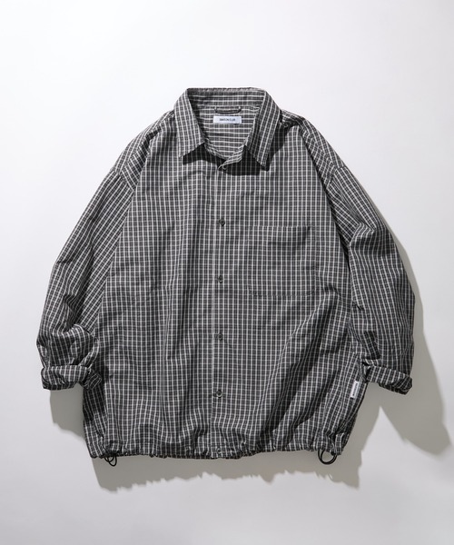 MAISON CLUB（メゾンクラブ）の「【MAISON CLUB】Broad Drawcord Box Shirt / ブロードドローコードボックスシャツ（シャツ/ブラウス・メンズ・サックスブルー/ホワイト/ブラック系1/ネイビー/サックスブルー系1/グレイッシュベージュ/ブラック/ブラック系その他2/ブラウン系1・L/M）」の3枚目の写真