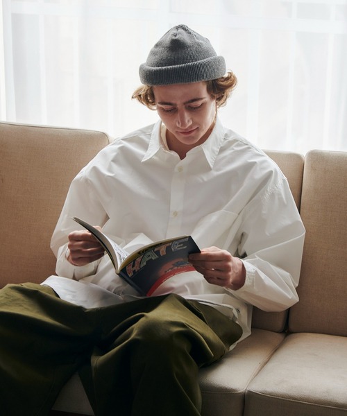 MAISON CLUB（メゾンクラブ）の「【MAISON CLUB】Broad Drawcord Box Shirt / ブロードドローコードボックスシャツ（シャツ/ブラウス・メンズ・サックスブルー/ホワイト/ブラック系1/ネイビー/サックスブルー系1・L/M）」の7枚目の写真