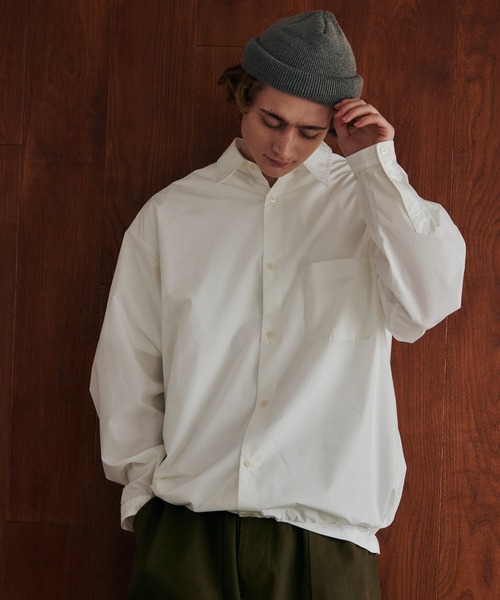 MAISON CLUB（メゾンクラブ）の「【MAISON CLUB】Broad Drawcord Box Shirt / ブロードドローコードボックスシャツ（シャツ/ブラウス・メンズ・サックスブルー/ホワイト/ブラック系1/ネイビー/サックスブルー系1・L/M）」の9枚目の写真