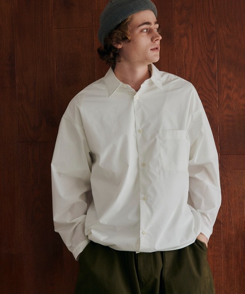 MAISON CLUB（メゾンクラブ）の「【MAISON CLUB】Broad Drawcord Box Shirt / ブロードドローコードボックスシャツ（シャツ/ブラウス・メンズ・サックスブルー/ホワイト/ブラック系1/ネイビー/サックスブルー系1・L/M）」の10枚目の写真