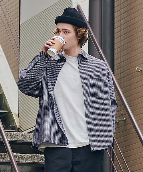 MAISON CLUB（メゾンクラブ）の「【MAISON CLUB】Broad Drawcord Box Shirt / ブロードドローコードボックスシャツ（シャツ/ブラウス・メンズ・サックスブルー/ホワイト/ブラック系1/ネイビー/サックスブルー系1・L/M）」の12枚目の写真