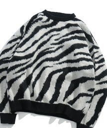 おしゃれスタ（オシャレスタ）の「アニマル グラデーション 総柄 プルオーバー クルーネック ニット ユニセックス（ニット/セーター）」