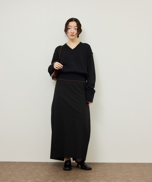 ADAM ET ROPE'（アダムエロペ）の「ペーパーヤーンプルオーバー（ニット/セーター・レディース・オフホワイト/ブラック/ピンク・FREE）」の7枚目の写真