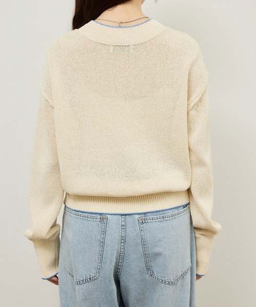 ADAM ET ROPE'（アダムエロペ）の「ペーパーヤーンプルオーバー（ニット/セーター・レディース・オフホワイト/ブラック/ピンク・FREE）」の10枚目の写真