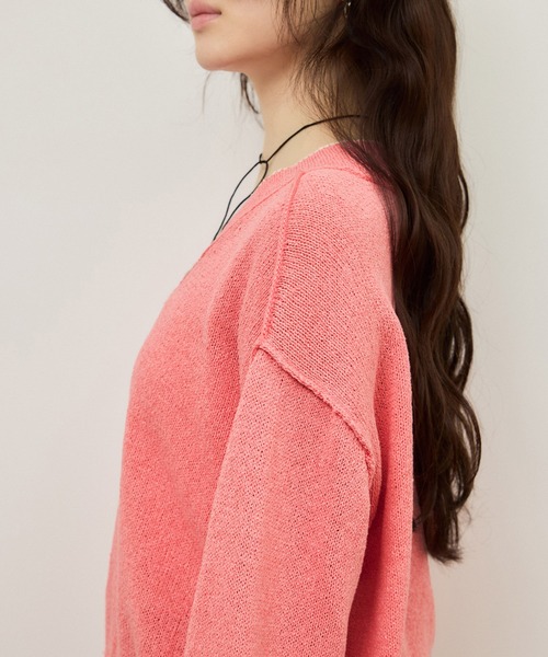 ADAM ET ROPE'（アダムエロペ）の「ペーパーヤーンプルオーバー（ニット/セーター・レディース・オフホワイト/ブラック/ピンク・FREE）」の13枚目の写真