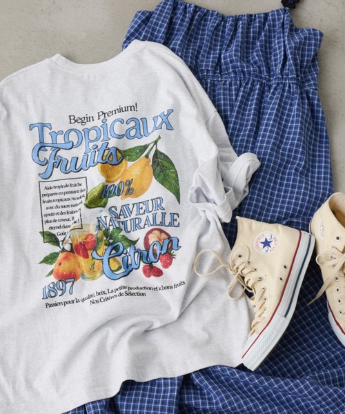 Unitage(ユニテージ)の「フルーツプリントBIG TEE(Tシャツ/カットソー・レディース・グレー系その他/グレー/ホワイト系その他/ホワイト・FREE)」の3枚目の写真