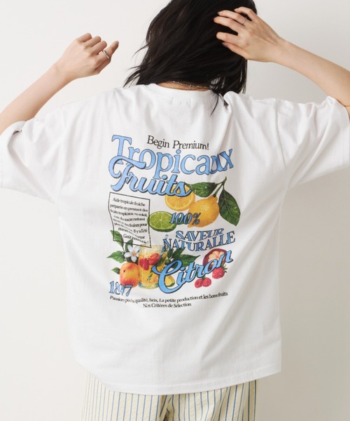 Unitage(ユニテージ)の「フルーツプリントBIG TEE(Tシャツ/カットソー・レディース・グレー系その他/グレー/ホワイト系その他/ホワイト・FREE)」の1枚目の写真