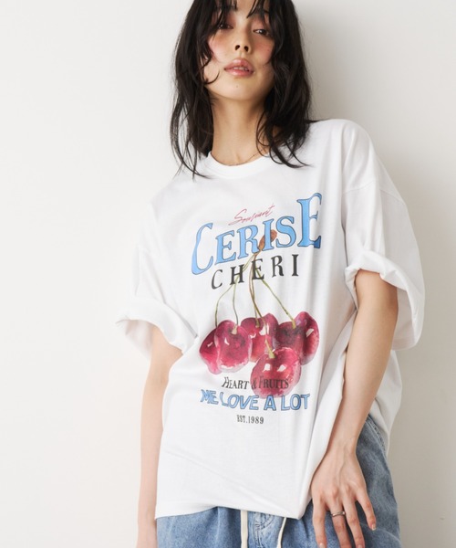 Unitage(ユニテージ)の「フルーツプリントBIG TEE(Tシャツ/カットソー・レディース・グレー系その他/グレー/ホワイト系その他/ホワイト・FREE)」の7枚目の写真