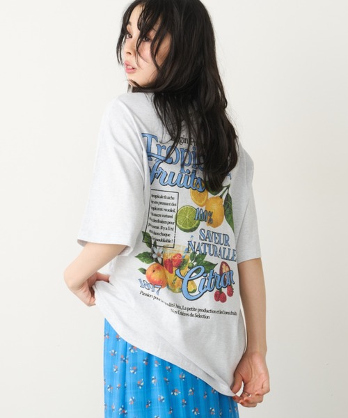 Unitage(ユニテージ)の「フルーツプリントBIG TEE(Tシャツ/カットソー・レディース・グレー系その他/グレー/ホワイト系その他/ホワイト・FREE)」の8枚目の写真