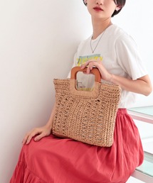 T・S・L | ウッドハンドルトートバッグ(かごバッグ)