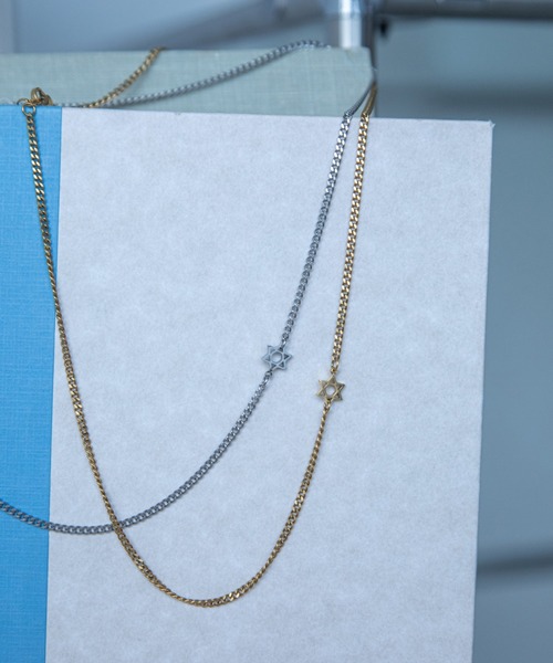 VACANCY(ヴァカンシー)の「スターモチーフ2連チェーンネックレス/取り外し可能(ネックレス・レディース・シルバー/ゴールド・FREE)」の4枚目の写真