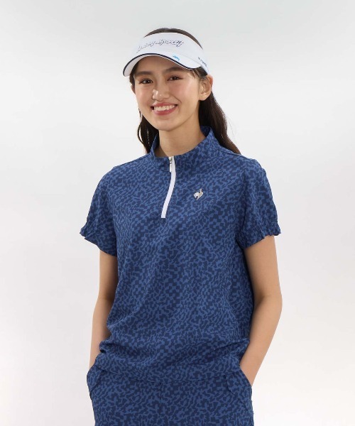 le coq sportif GOLF（ルコックスポルティフゴルフ）の「【ワイドシルエット】総柄半袖シャツ（Tシャツ/カットソー・レディース・ブルー/ネイビー・L/M/XL/S/3L）」の2枚目の写真