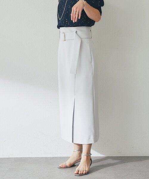 La boutique BonBon（ラブティックボンボン）の「【今すぐお届け！・オフィスで差がつく】ベルト付きナロースカート（スカート・レディース・オフホワイト/ライトグレー/ネイビー・38/34/36）」の16枚目の写真